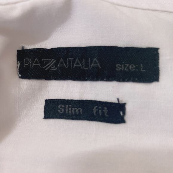 Piazaitalia White Long Sleeve Slim Fit Dress Shirt Button Down and Collared | L - Picture 7 of 9